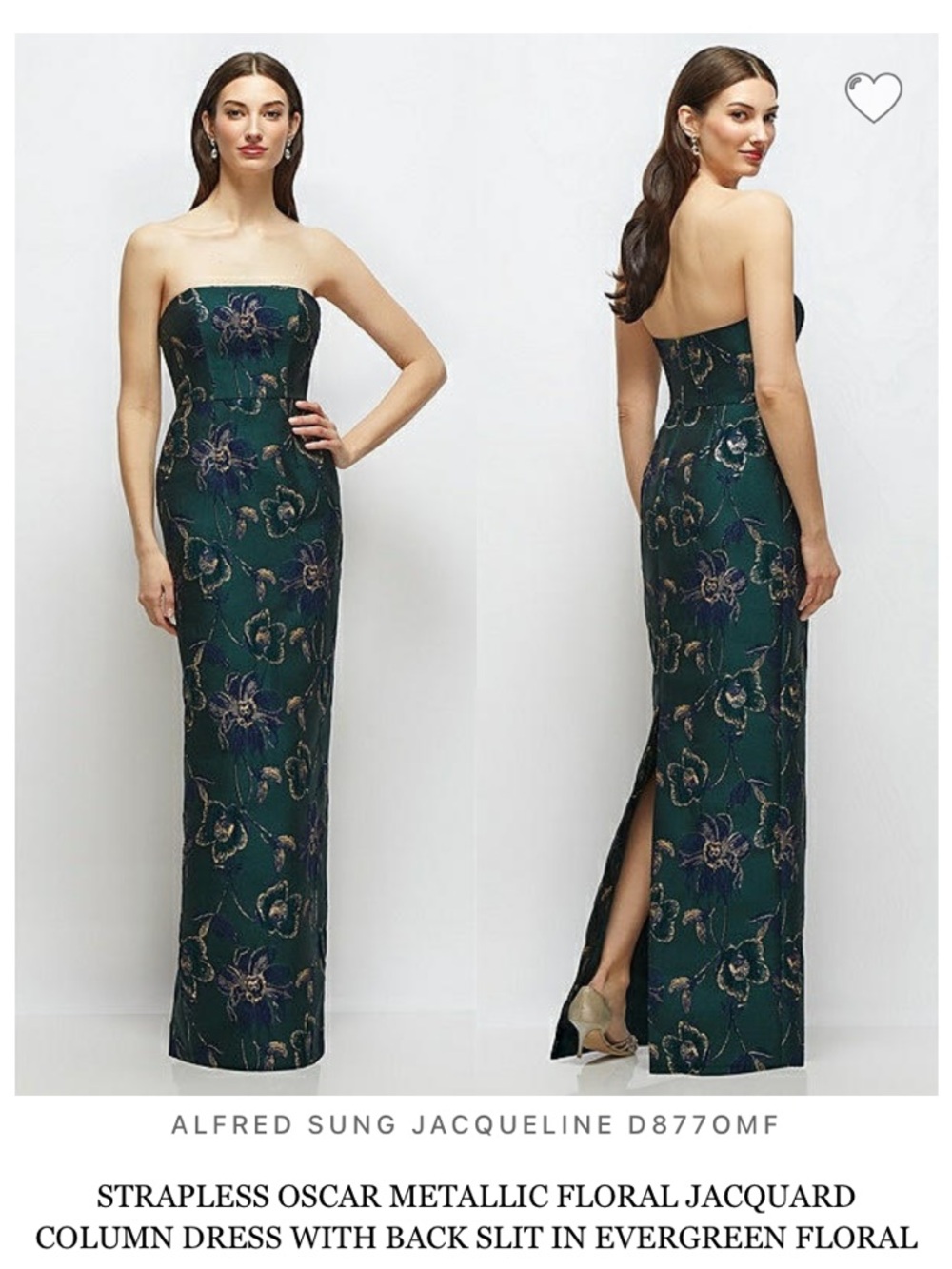 Evergreen Floral Strapless Evening Gown